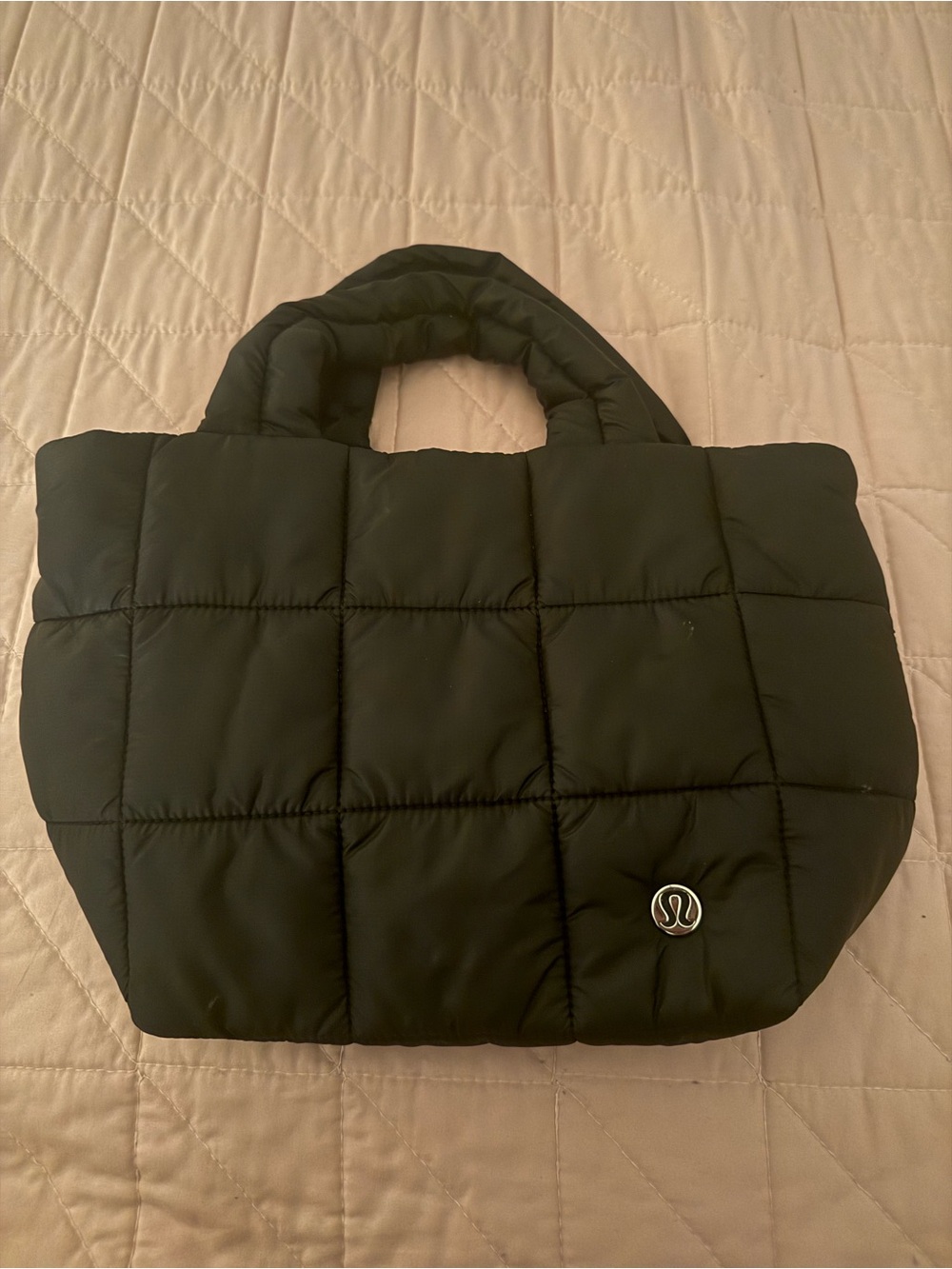 Lululemon athletica Black Quilted Puffer Tote purse with Logo